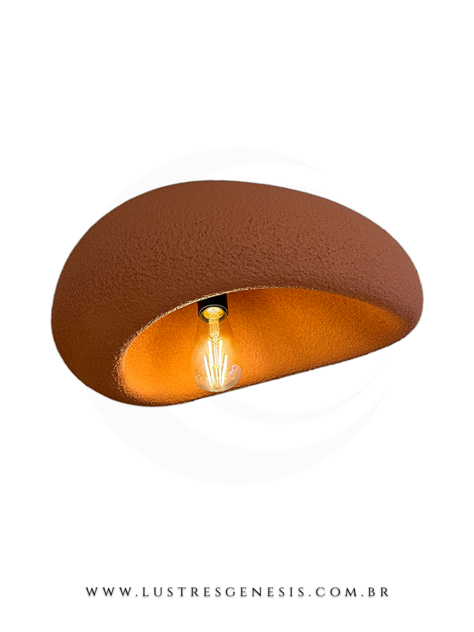 Plafon de teto com design orgânico, com formato irregular e acabamento texturizado em cor cinza cimento.
